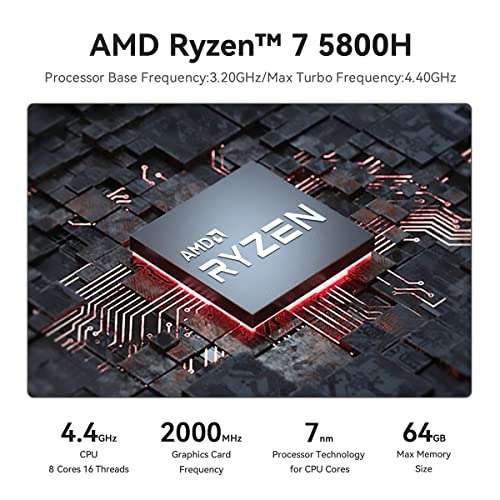Mini PC Beelink SER5 Pro - Ryzen 7 5800H, 32Go RAM DDR4, 500Go SSD NVMe, WiFi 6, BT 5.2 (Vendeur tiers)