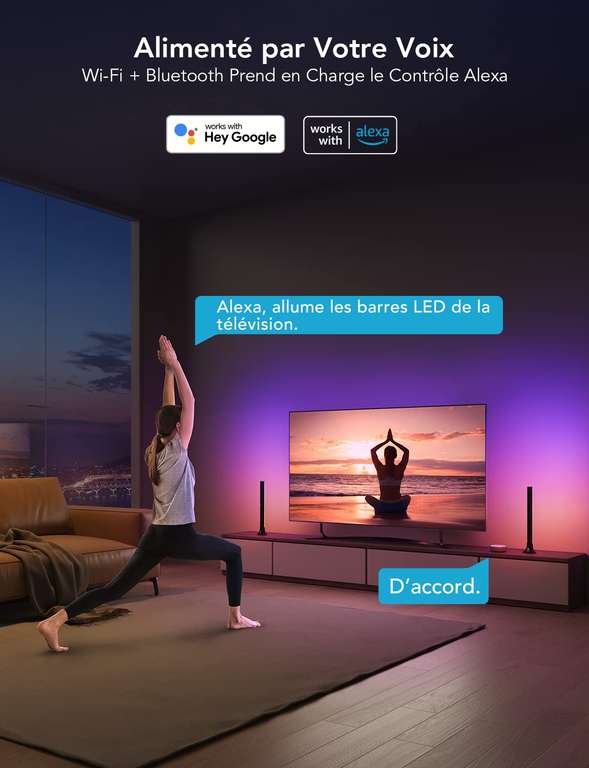 Barres LED RGBIC Govee Pour TV - Rétroéclairage Intelligent, WiFi, Alexa/Google Compatible