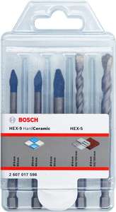 Coffret 5 forets Bosch Accessories HEX-9 HardCeramic + HEX-5 (Carrelage dur, Béton, Ø 6/8 mm, pour perceuses percussion)