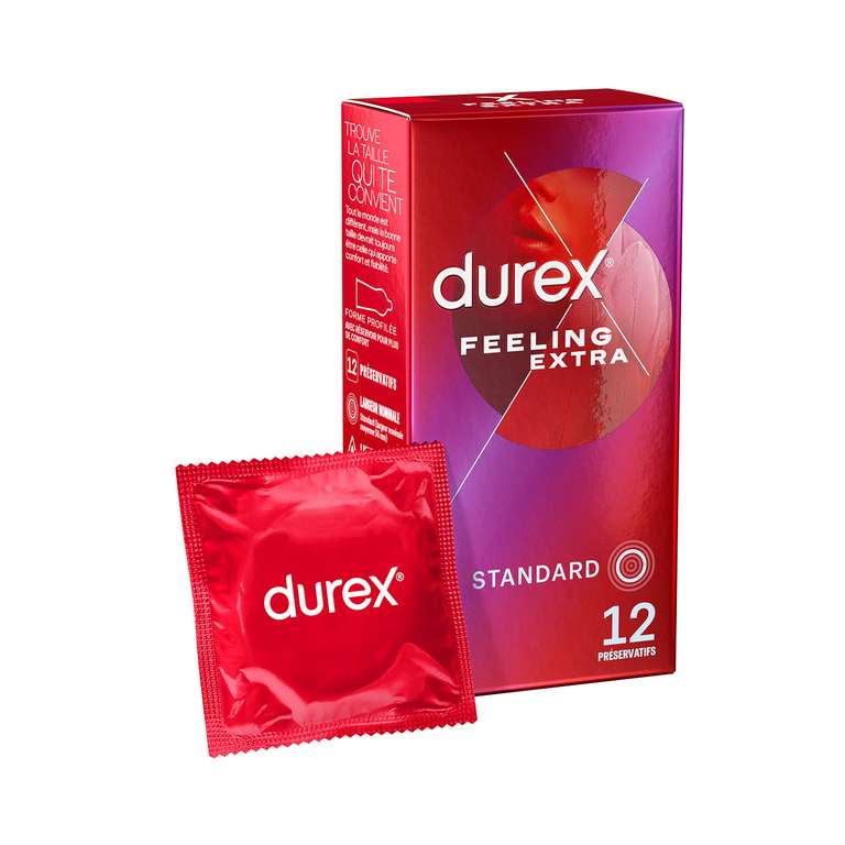 Boîte De 12 Préservatifs Durex Feeling Extra - Fins Et Extra Lubrifiés (via Coupon + Abonnement Prévoyez Économisez)
