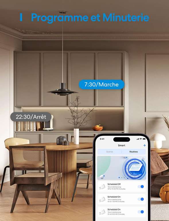 Prise connectée Meross (Type E) - WiFi, Matter Simple Setup (MSS), Compatible Apple Home, Alexa & Google, Mesure Production Panneau Solaire