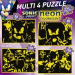 Ensemble de 4 Puzzles Educa Multi 4 Sonic Prime Neon - 50 à 150 pièces Qui Brillent dans l'obscurité