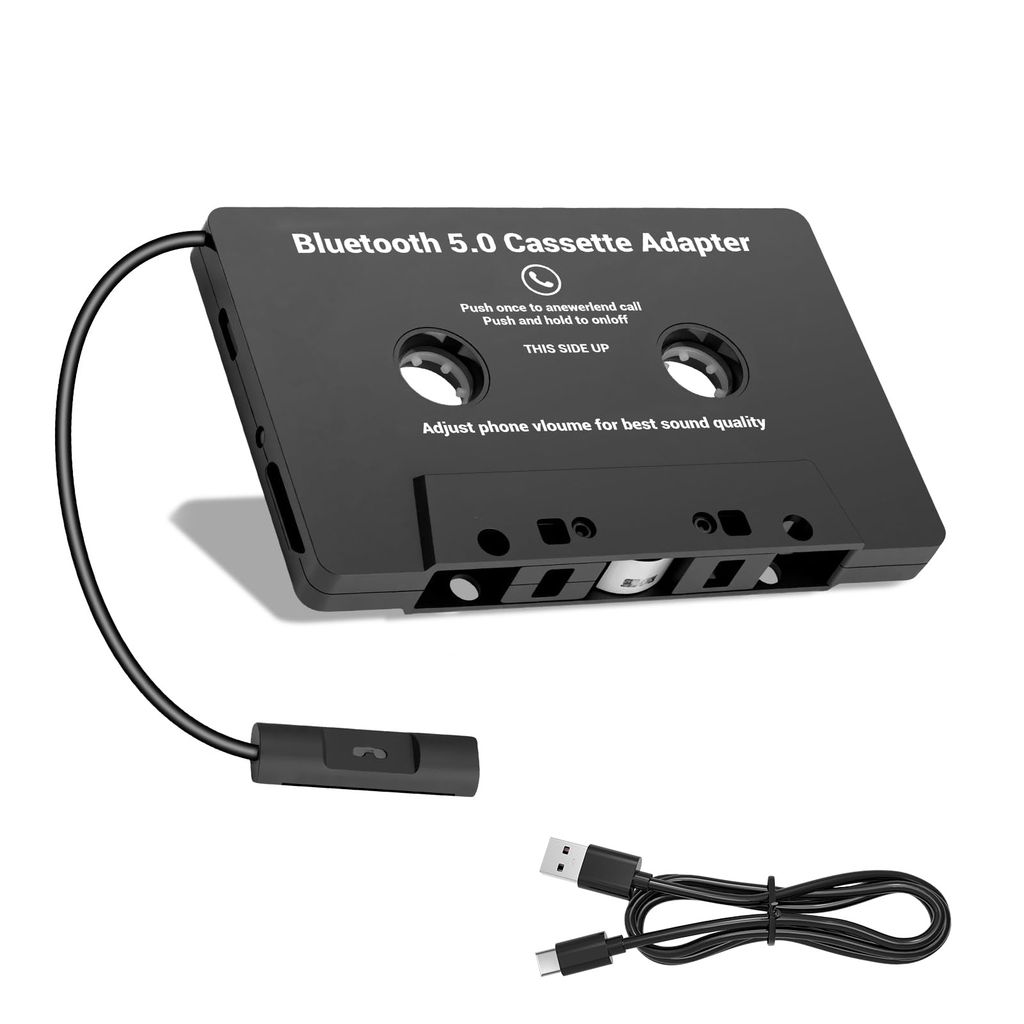 Adaptateur de Cassette Voiture Bluetooth 5.0 - AUX avec Microphone Intégré pour des Appels en Mains Libres sans Fil (Vendeur Tiers)