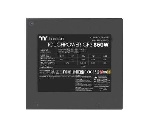 Alimentation PC modulaire Thermaltake Toughpower GF3 - 850W, 80+ Gold, ATX 3.0