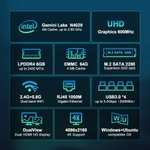 Mini PC GXMO N42 - Intel N4020C, RAM 6 Go, SSD 64 Go, WiFi 2.4+5.8G, Windows 11 (4x USB 3.0, 2x HDMI 4K, 1x RJ45 Gigabit)