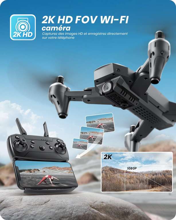 Drone Avec Double Caméra 1080P HD Avec Retournements 3D, Contrôle de la  Gravité,Mode Sans Tête et 2 Batteries Rechargeables 20 Minutes de Vol Temps  Jouet Enfant Cadeau : : Jeux et Jouets