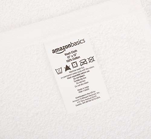 Lot de 24 petites Gant de toilette serviettes en coton Amazon Basics 30 x 30 cm Blanc