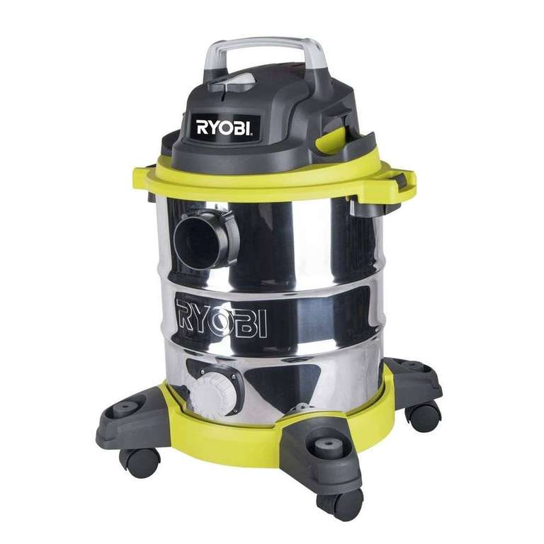Aspirateur eau et poussière Ryobi RVC-1220I-G - 1 250W, Cuve inox 20L, 20.5Kpa, Fonction soufflerie, Accessoires