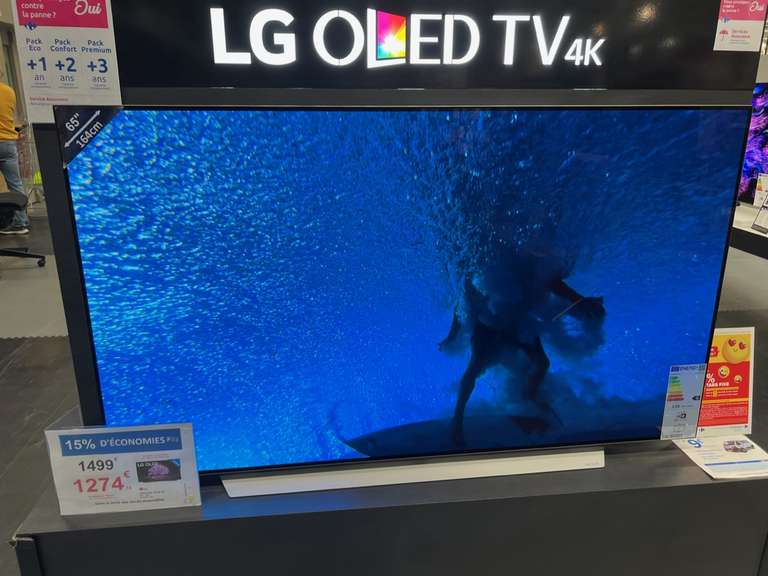 TV OLED 65” LG OLED65C1 - 4K UHD, Dolby Atmos & Vision IQ, HDMI 2.1, Smart TV (Via 224.85€ sur Carte Fidélité) - En Ligne et magasin