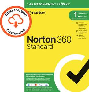 Norton 360 Standard 2024 - 1 Appareil, 1 An d'abonnement, Secure VPN