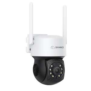 Caméra de surveillance sans fil SANNCE - 2K 4MP, Moteur PTZ (350°/90°), Vision nocturne couleur, Compatible Alexa & Google Assistant