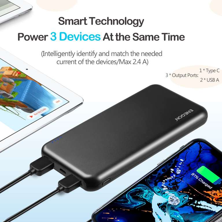 [Prime] Lot de 2 batteries externe ENEGON Power Bank 10000mAh, Chargeur Portable de Téléphone avec USB C en Entrée et Sortie (vendeur tiers)