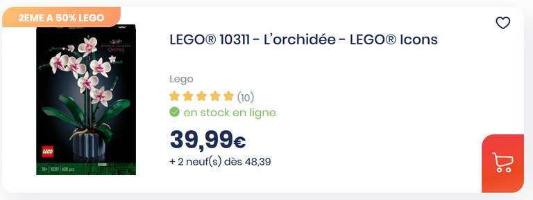 1 Lego acheté parmi une sélection = 50% de réduction sur le 2ème (le moins cher)