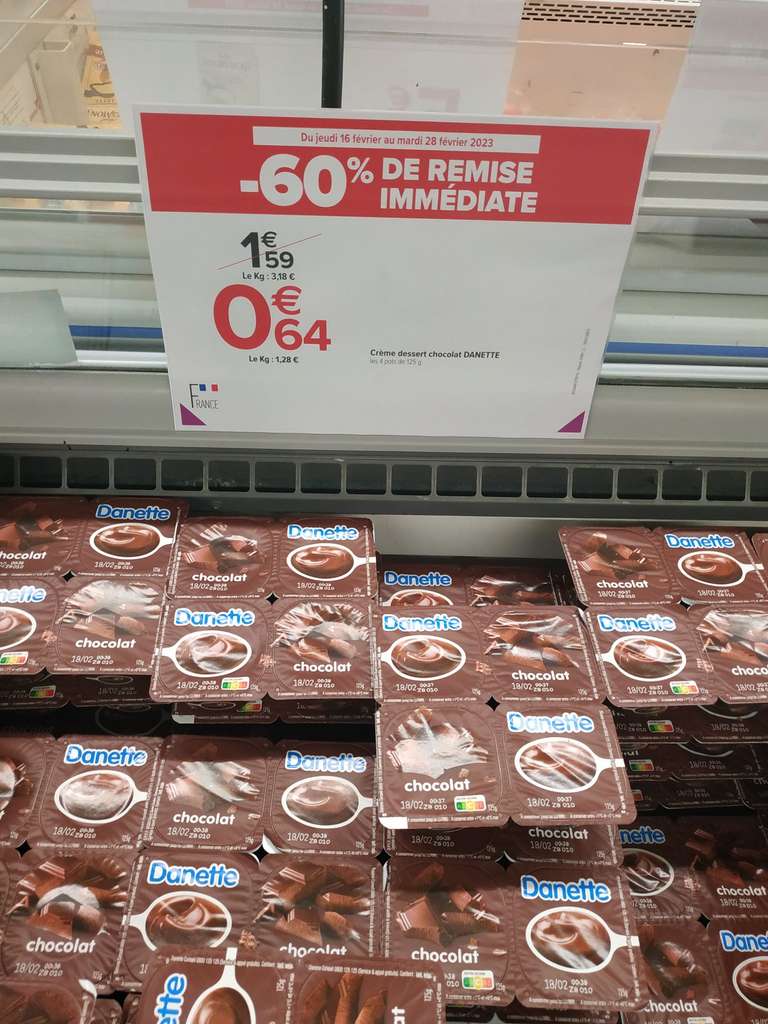 Lot de 4 pots de Danette vanille ou chocolat - 4x125g (via BDR ou ODR) - Créteil (94)