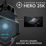 Souris Logitech G502 HERO Capteur Gaming HERO 25K Poids Ajustable, 11 Boutons Programmables, Mémoire Intégrée, PC/Mac - Noire
