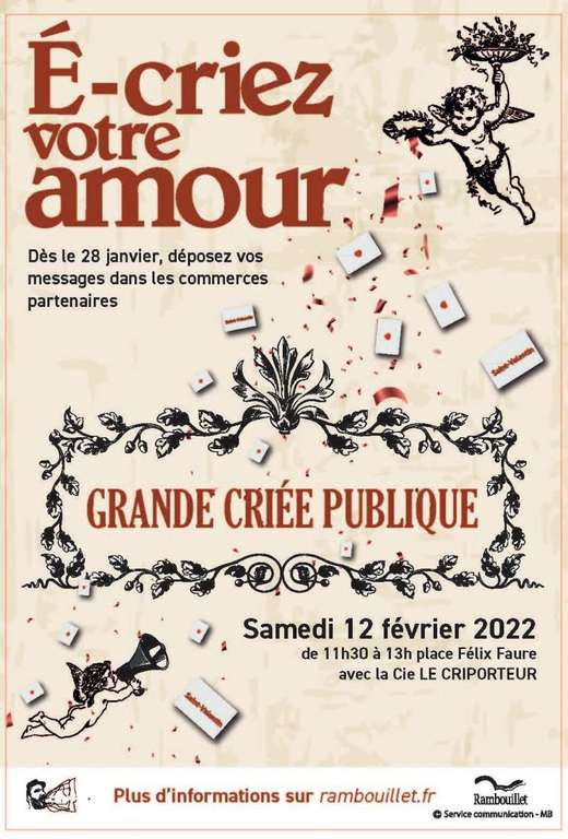 Déclamation publique gratuite de vos messages d'amour pour la Saint Valentin - Rambouillet (78)