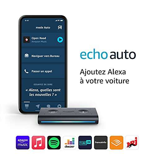 Amazon Echo Auto - Bluetooth 5.0, Entrée AUX, 8 Microphones