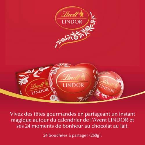 Calendrier de l'Avent Lindt LINDOR - Assortiment de Chocolats au Lait