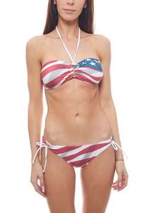 Ensemble maillot de bain bikini Homeboy USA - blanc/rouge/bleu, taille 34 A/B ou 36 A/B