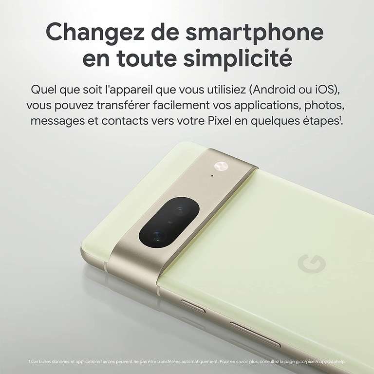 [Adhérents] Smartphone 6.32" Google Pixel 7 - 5G, OLED FHD+ 90Hz, 8 Go RAM, 128 Go - Coloris au choix (via 100€ de bonus reprise magasin)