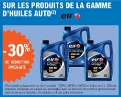 30% de réduction sur les huiles moteur ELF