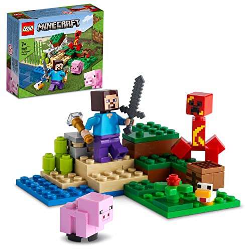 Lego Minecraft n°21177 - L'embuscade du Creeper avec Steve, Bébé Cochon et  Poulet, 7 ans et + –