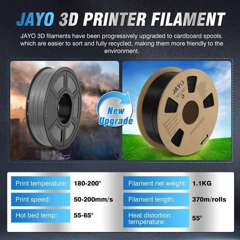 Bobines Jayo de Filament d'imprimante 3D PLA Meta - 2,2 Kg (Vendeur Tiers)