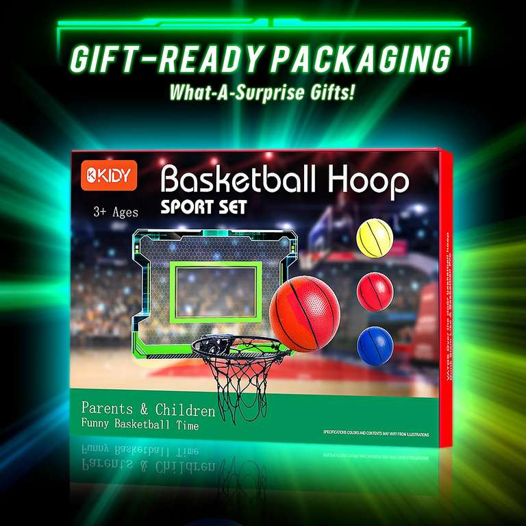 Mini Panier de Basketball Okkidy + 3 ballons + pompe - Montage sur porte ou mural (via coupon - vendeur tiers)