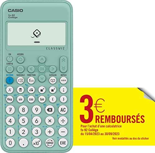 Calculatrice Scolaire Casio FX-92 (via ODR 3€ )