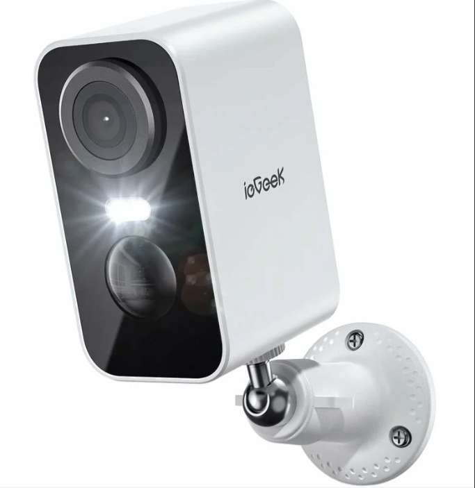 Caméra de surveillance sans fil extérieur ieGeek - 2K, WiFi, Vision Nocturne Couleur, AI & PIR Mouvement, Bidirectionnelle IP65