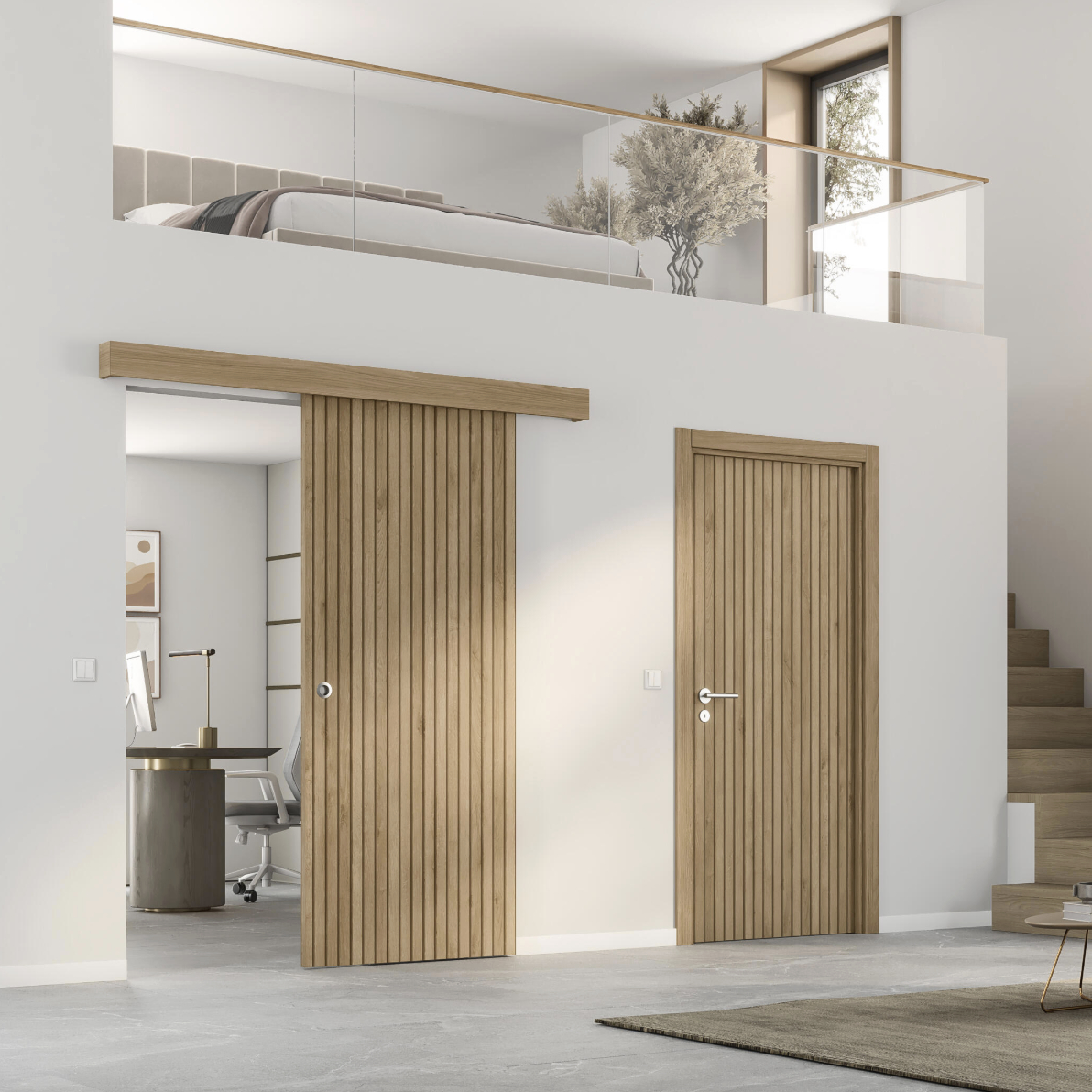 Porte coulissante MDF Léon - 204 x 83 cm