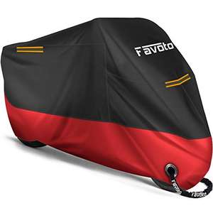 Favoto Housse de Protection Imperméable pour Moto Couverture 210D avec Bande Réfléchissante Résistant Pluie Neige UV 265x105x125cm