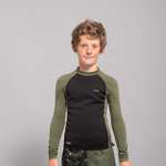 Tee-Shirt Anti Uv manches longues pour Enfant Olaian Surf Neo - Noir Kaki, tailles au choix