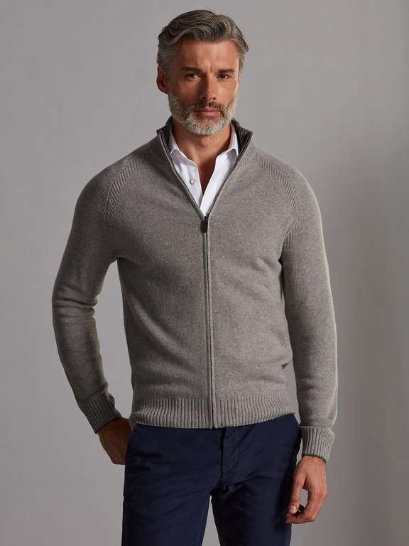 Gilet Ben zip-up cardigan in grey lambswool - Différents coloris, Plusieurs Tailles Disponibles