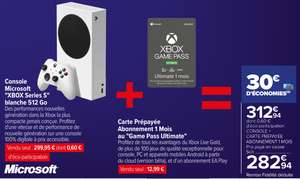 Console Microsoft Xbox Series S - 512 Go + Abonnement de 1 Mois au Xbox Game Pass Ultimate (Via 30€ sur Carte Fidélité)