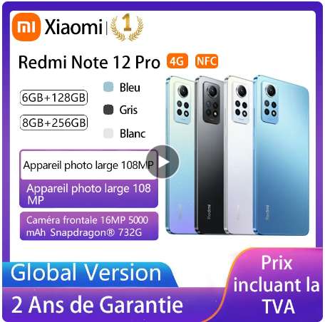 Smartphone 6.67" Xiaomi Redmi Note 12 Pro 4G - 6 Go de RAM, 128 Go