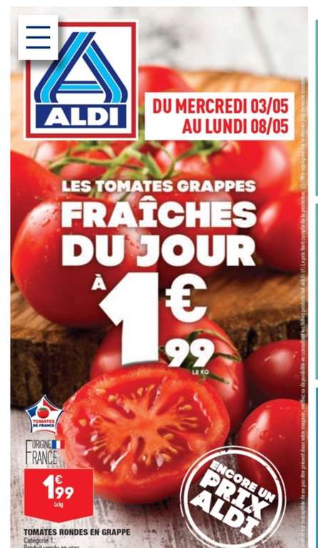 Kilo de Tomates Grappes vrac - Origine France