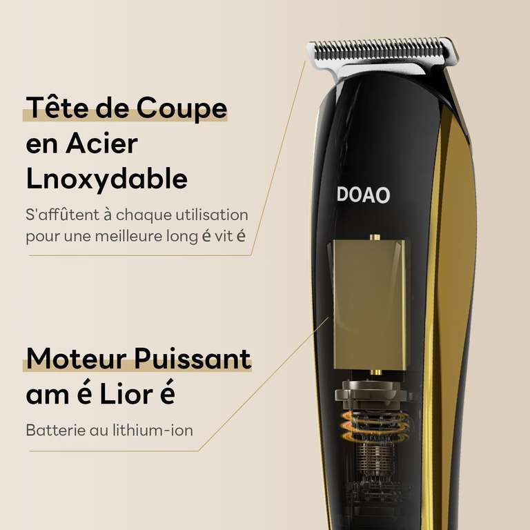 Tondeuse barbe et cheveux DOAO 8 in 1 - Noir/or (Vendeur tiers)