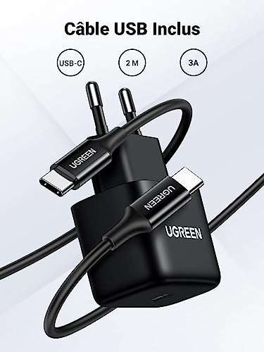 Chargeur Ugreen CD250 USB-C Charger 25W + Câble de 2m –