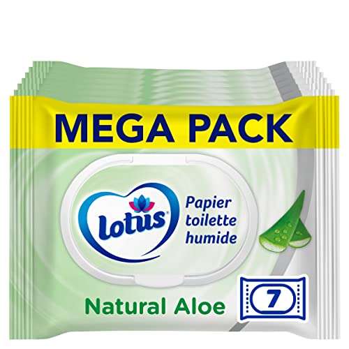 Lot de 7 packs de Papier Toilette Humide Lotus - 294 feuilles, Sans colorant, ni parfum, Fibres FSC 100 % d’origine naturelle