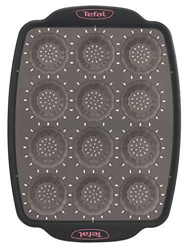 Moule Tefal Crispybake J4171414 - 12 mini tartelettes, 100 % Silicone haute qualité, 29x21 cm