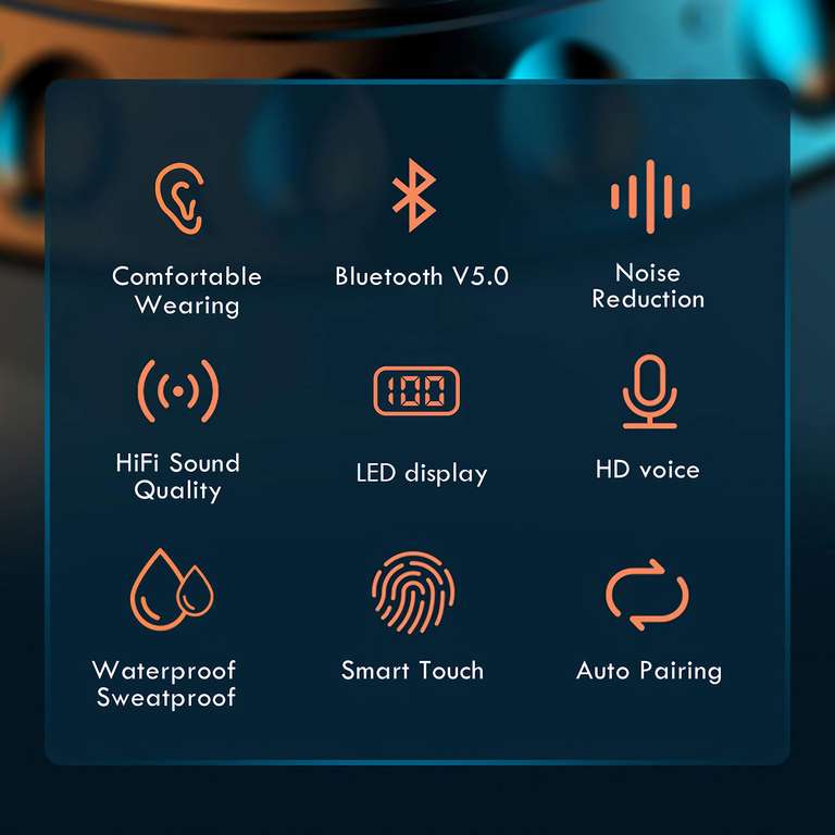 Écouteurs sans Fil Bluetooth 5.1 avec Microphone, sans Fil IPX7 étanche
