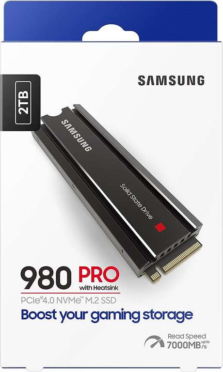 SSD Interne NVMe M.2 PCIe 4.0 Samsung 980 Pro (‎MZ-V8P2T0CW) - 2 To, Dissipateur de chaleur inclus, Compatible PS5