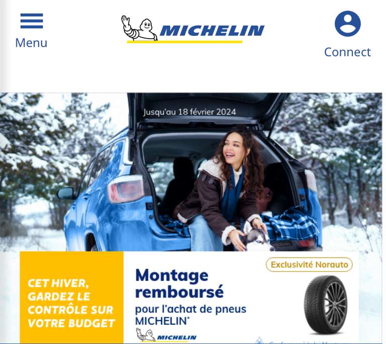 Remboursement du montage pneu pour l'achat de 2 ou 4 pneus Michelin de même dimension et de même gamme (via ODR)