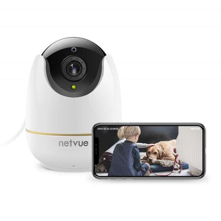 Caméra Surveillance WiFi Interieur Netvue - 1080P, Compatible Alexa, Vision Nocturne (Vendeur Tiers)