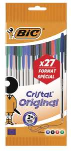 Sélection de fournitures scolaires en promotion - Ex : Lot de 27 stylos bille BIC Cristal Original (via 1.40€ sur la carte)