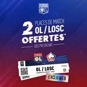 2 Places pour le match OL - LOSC (27/02/2022) offertes dès 79€ d'achats sur la boutique en ligne