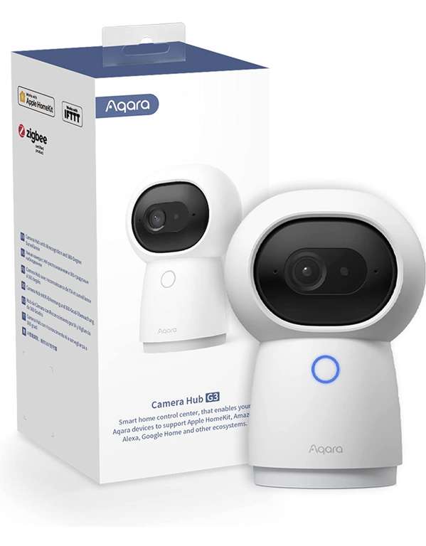 Caméra de surveillance intérieure Aqara 2K - Reconnaissance IA Visage et Gestes, 360°, HomeKit, Alexa, Google, IFTTT (Vendeur tiers)