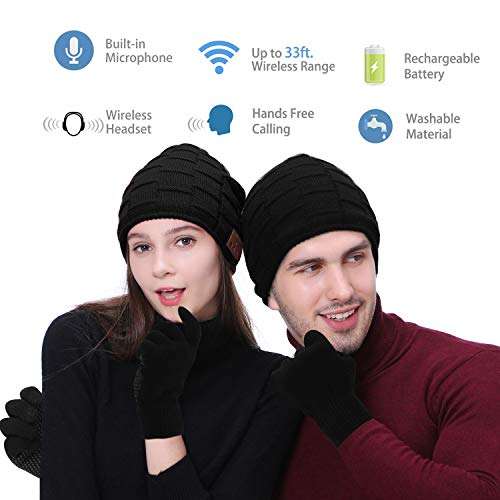 Bonnet tricoté chaud avec musique d'appel sans fil Bluetooth 5.0