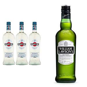Lot de 3 Bouteille de Martini Bianco (100cl) & 1 Whisky William Lawson's (35cl)